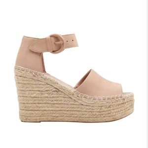 Marc Fisher Alida Platform Espadrille Wedges in Blush Suede, Size 8.5